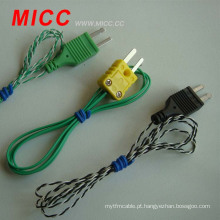 MICC Omega mini-plugue e fio de PVC que monta termoelementos tipo K com parte de cobre